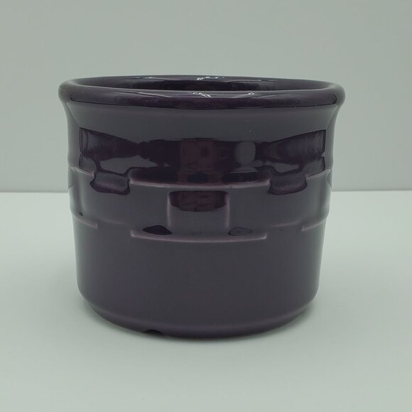 Longaberger Pottery Woven Traditions Eggplant Salt Crock Purple Pint Crock - Picture 1 of 5